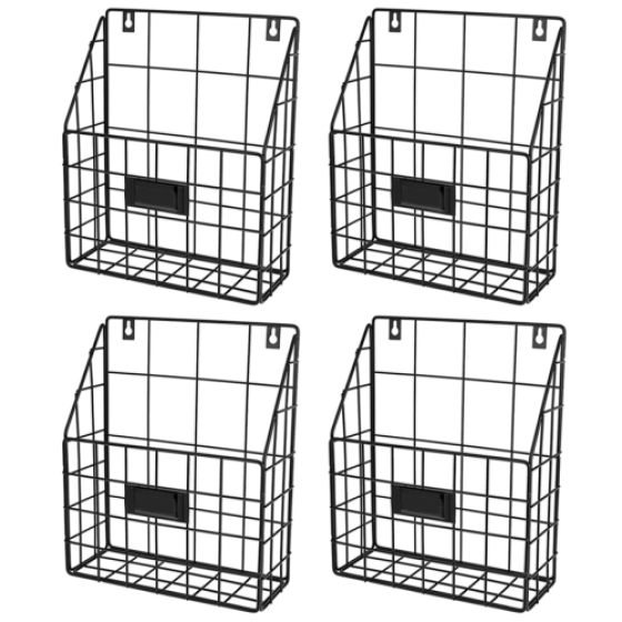 Wire Mail Basket - Wall-Mounted Hanging Folder/File Organizer