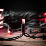 Festive Lights - ConnectPro Outdoor LED Fairy Lights - Connectable IP65 Rubber Black Cable | Wedding, Christmas, Garden, Commercial, Party (Red